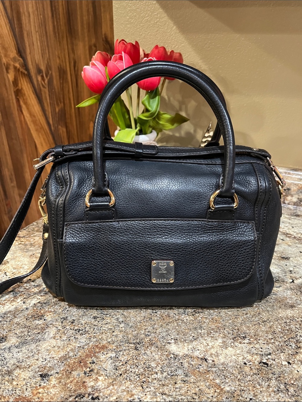 MCM Boston Black leather handbag